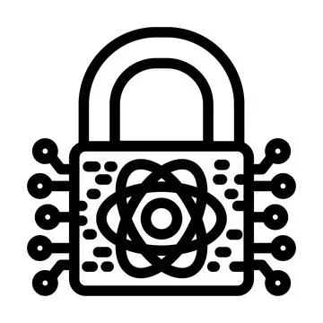 Encryption lock quantum computer line icon vector illustration Stock-Illustration