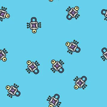 Encryption lock quantum computer vector seamless pattern イラスト素材