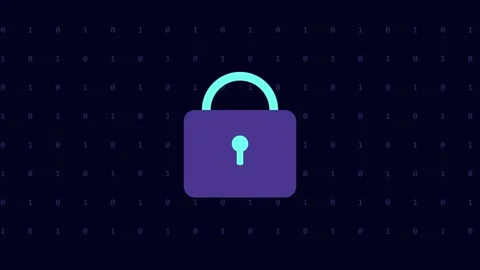 Encryption Lock Symbol Falling Downward with Data Stream 스톡 동영상 348252604