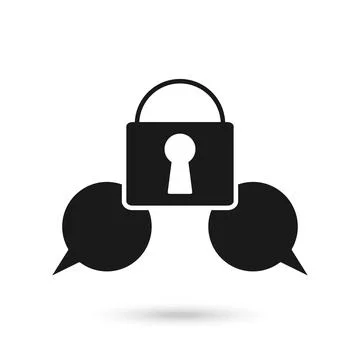 Encryption Message black icon outline flat style. Stock Illustration