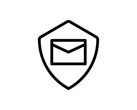 Encryption Message icon outline flat style. Email and shield outline icons is Stock Illustration