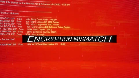 Encryption Mismatch on warning hack background screen Stock Footage 343459668