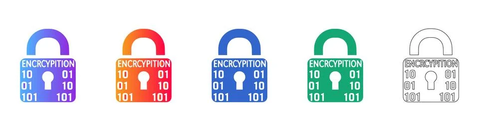 Encryption Padlock Icons Set Illustrazione stock