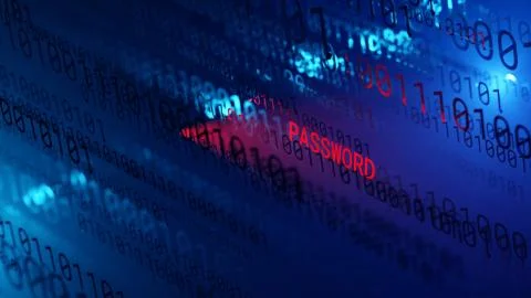 Encryption, password, cybersecurity concept background. Digital 3D render. 스톡 일러스트