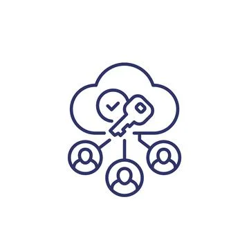 Encryption of personal data in cloud line icon Stock Illustration