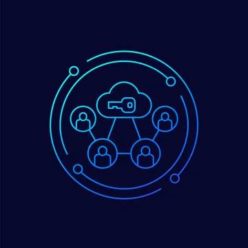 Encryption of personal data in cloud line icon Stock Illustration