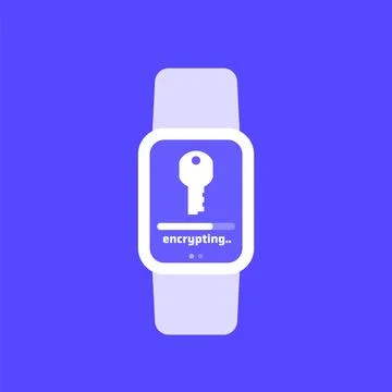 Encryption of personal data in smart watch, vector Illustrazione stock
