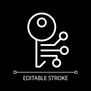 Encryption pixel perfect white linear icon for dark theme Illustrazione stock