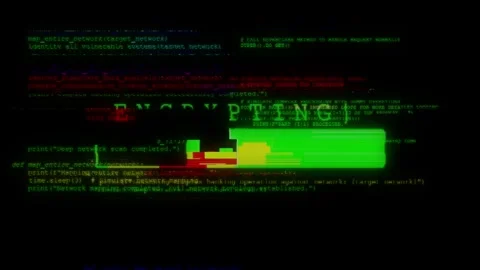 Encryption in Progress, Visualizing Crypto Ransomware Hacking on Computers Stockbeeldmateriaal 267934458