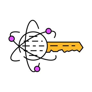 Encryption quantum technology icon color illustration 스톡 일러스트