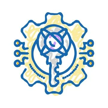 Encryption quantum technology icon doodle illustration Illustrazione stock