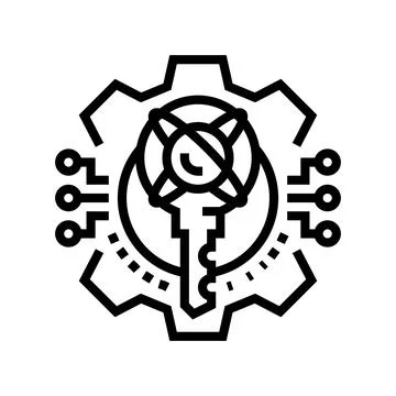 Encryption quantum technology line icon vector illustration Stock Illustration