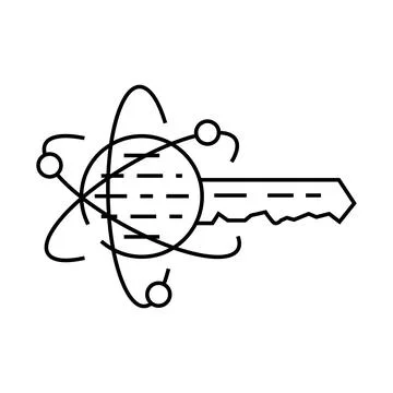 Encryption quantum technology line icon vector illustration Stock Illustration