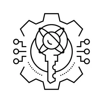 Encryption quantum technology line icon vector illustration 스톡 일러스트