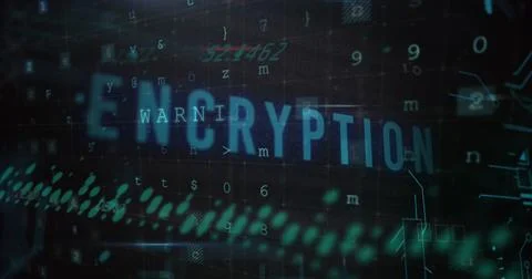 Encryption text and microprocessor connections against cyber security data Foto stock