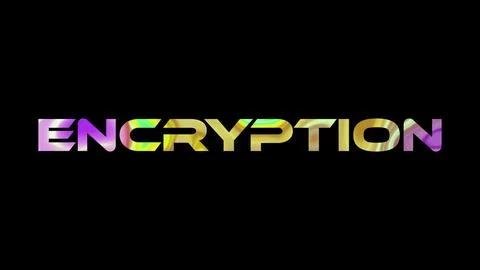 Encryption text on black background. Multicolored glossy technological word.. Stockillustratie