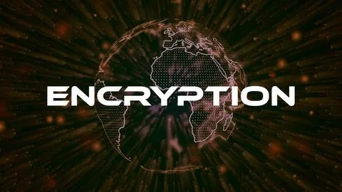 Encryption text concept on si-fi particles background. Dot particles techno.. Stockillustratie