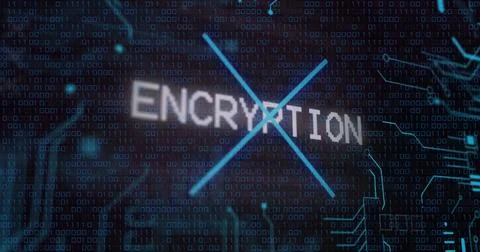 Encryption text image over binary code background 库存照片