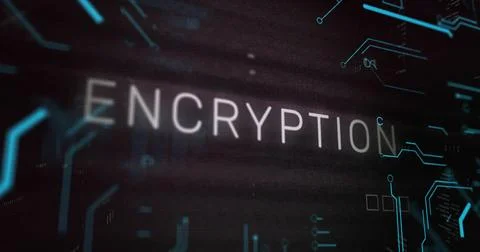 Encryption text over dark digital background with binary coding image Stock Photos