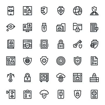 Encryption Vector Graphics featuring 36 Bold Line Detail Enhanced Retina Re.. Illustrazione stock