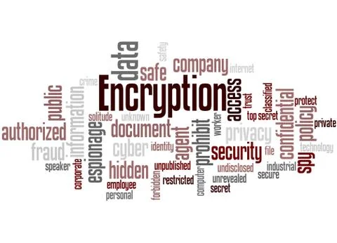 Encryption, word cloud concept Stock Illustration