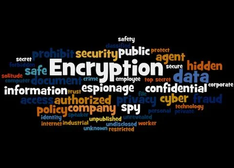 Encryption, word cloud concept Stock Illustration
