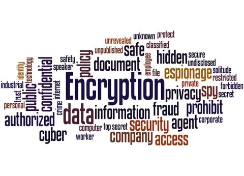 Encryption, word cloud concept Stock Illustration
