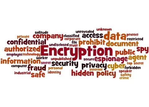 Encryption, word cloud concept Illustrazione stock