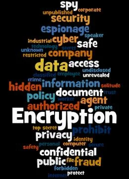 Encryption, word cloud concept Illustrazione stock