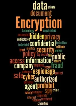 Encryption, word cloud concept Stock Illustration