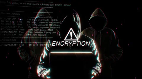 Encryption words of hacking screen in technology Stock Footage 343459773