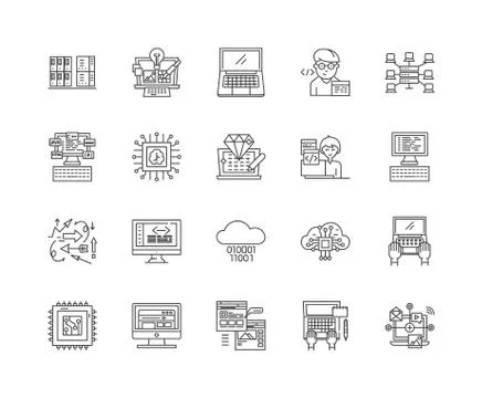 Encryptions line icons, signs, vector set, outline illustration concept Stock Illustration