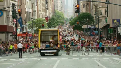 End of the 2012 New York Pride March Stock Footage 11415014