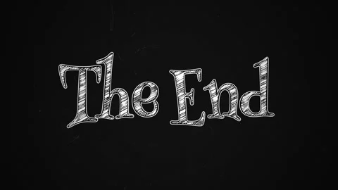 The End Animation Hand Drawn Scribble Text Effect on Chalkboard Stock Footage 319897349