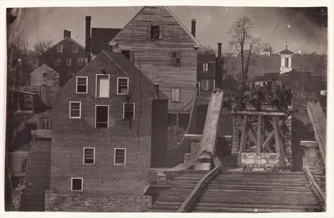 End of the Bridge after Burnside's Attack, Fredericksburg, Virginia 1863 An.. Stock Photos