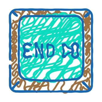 End button icon doodle illustration 스톡 일러스트