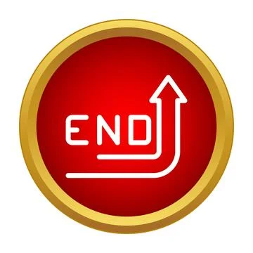 End button icon with upward arrow finishing symbol Stock Illustration