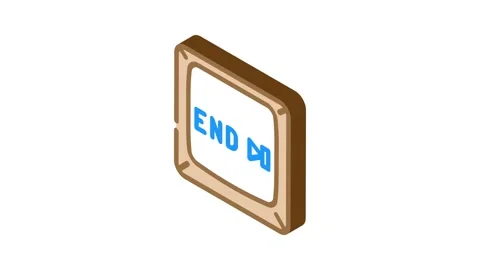 End button isometric icon animation Stock Footage 327289033