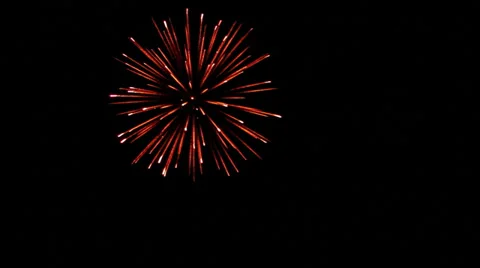 End of Celebration: Slowmotion Fireworks in the Sky Stockbeeldmateriaal 32303096