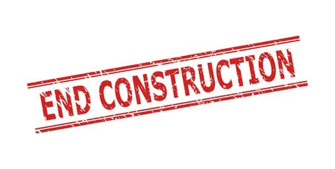 END CONSTRUCTION Stamp with Corroded Style and Double Parallel Lines Stock Illustration