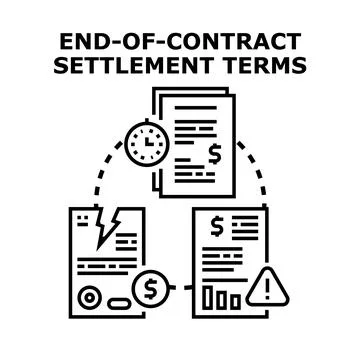 End of contract settlement terms negotiation concept Illustrazione stock