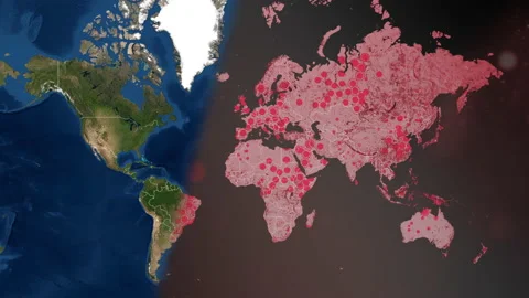 End of the coronavirus pandemic. Postcovid map concept. End of Covid-19 스톡 동영상 150121907
