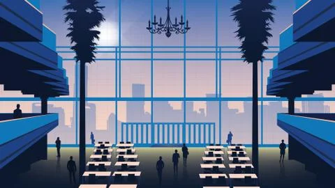 The end of the day at the office vector illustration Stock Illustration