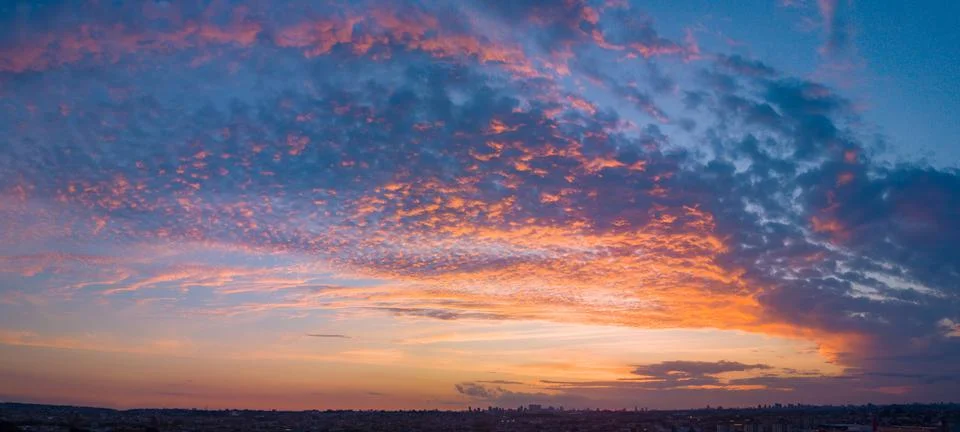 End of the day with a sky between clouds and very colorful Stock Photos
