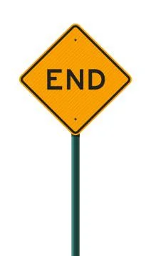 End Diamond Shape Yellow road sign Stock Illustration