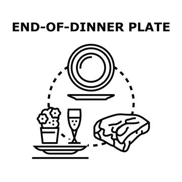 End of dinner plate conceptual vector drawing Stock Illustration