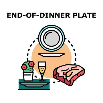 End of dinner plate conceptual vector drawing Stock Illustration