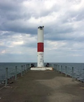 End Of The Dock On A Cloudy Day Stock Photos
