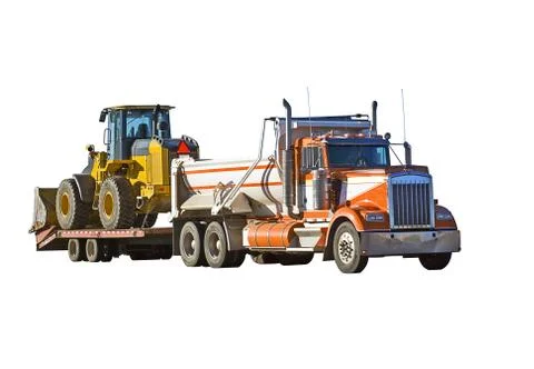 End Dump Truck and Loader Isolated With a Clipping Path Stock Photos