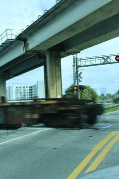 End of empty rail car intentional blurr Stock Photos